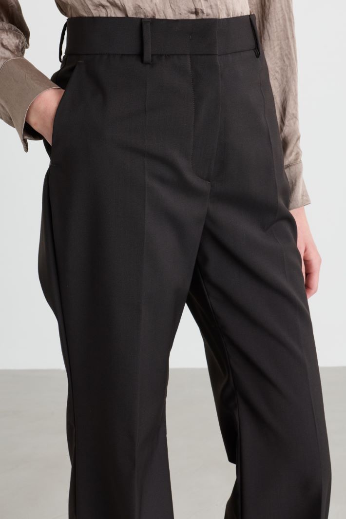 Flared wool canvas trousers - BROWN - Intrend - 3