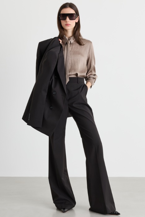 Flared wool canvas trousers - Intrend