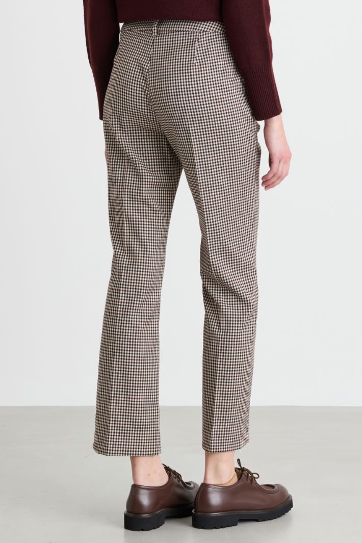 Flared Checked Trousers - BORDEAUX BLACK - Intrend - 4