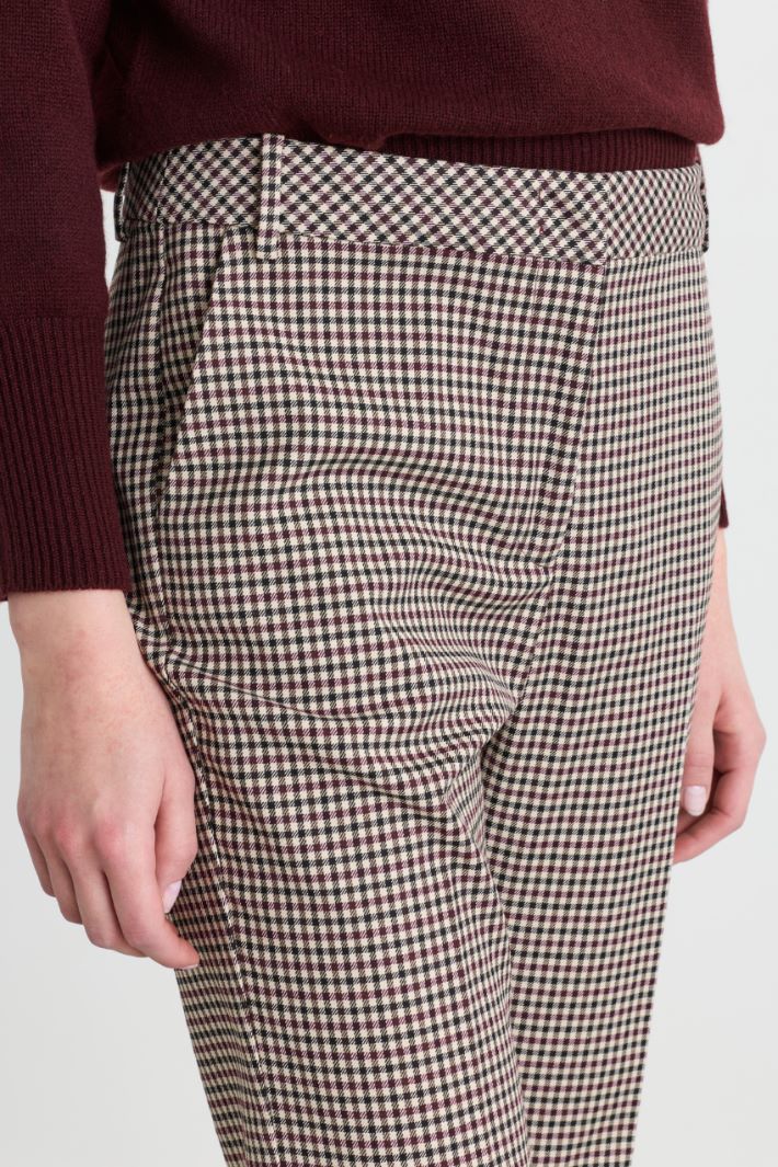 Flared Checked Trousers - BORDEAUX BLACK - Intrend - 3