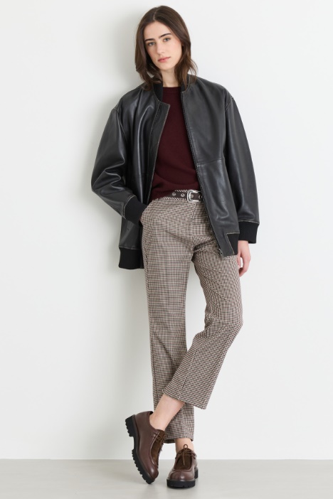 Flared Checked Trousers - Intrend