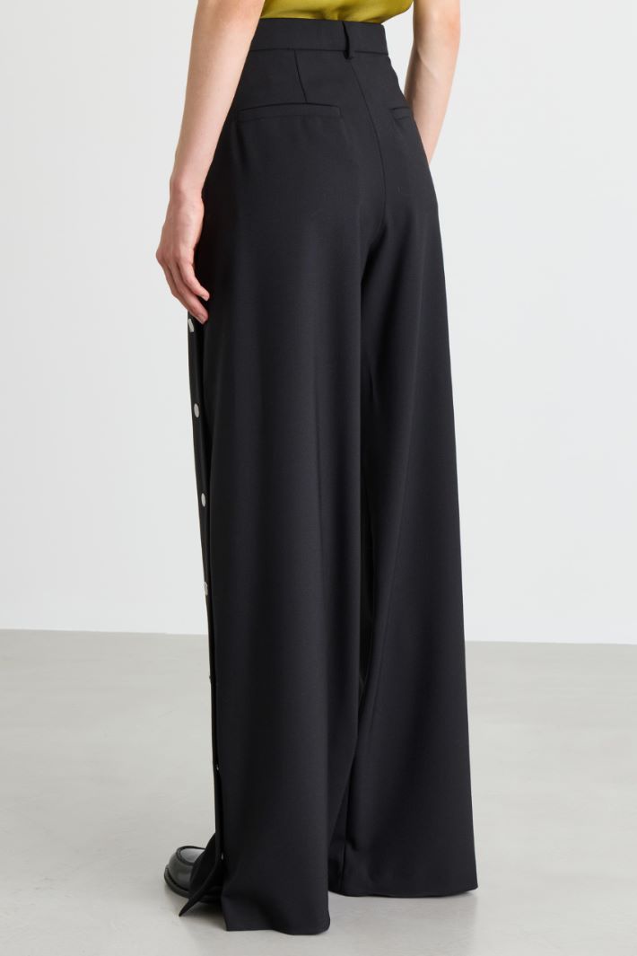 Trousers with Button Detailing - BLACK - Intrend - 4