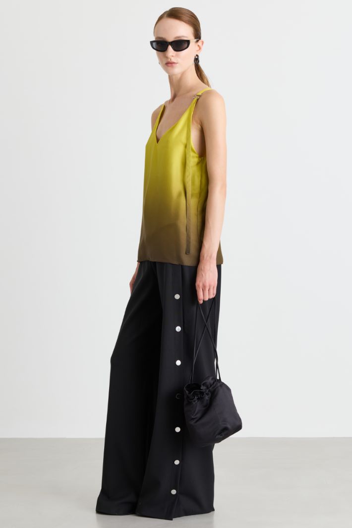 Trousers with Button Detailing - BLACK - Intrend