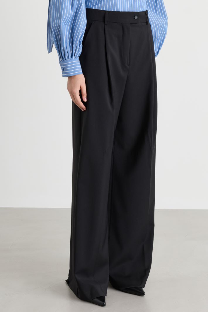 Low-rise wide-leg trousers - BLACK - Intrend - 2