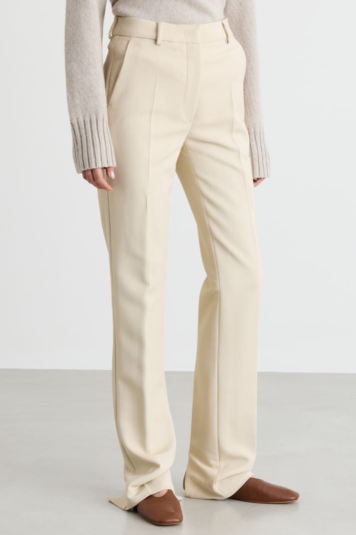 Canvas cigarette trousers - WHITE - Intrend - 2