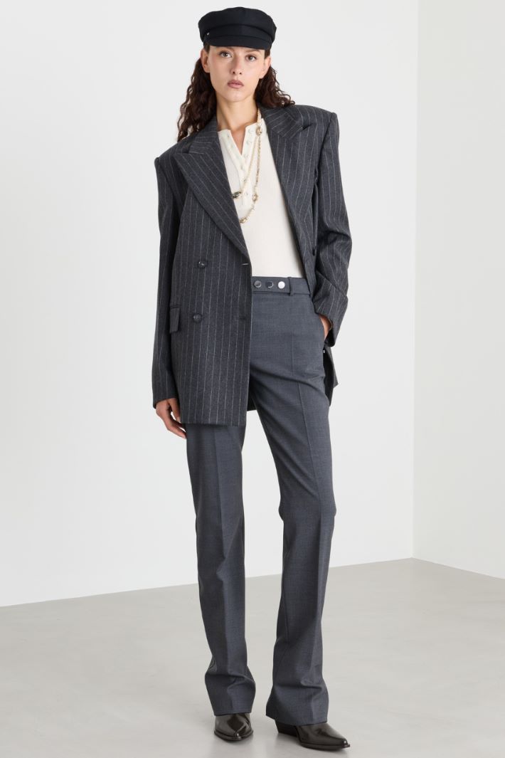 Split-Hem Trousers - GREY - Intrend