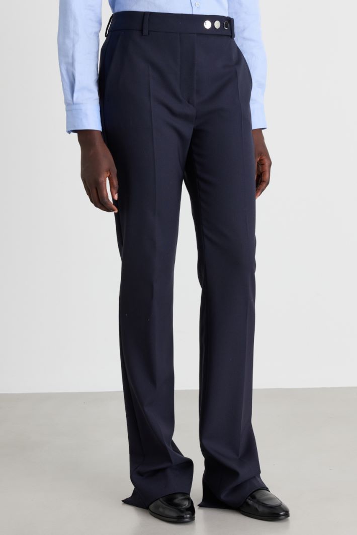 Split-Hem Trousers - BLUE - Intrend - 2