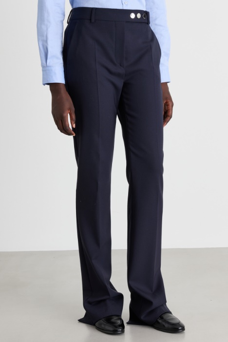 Pantalone in pura lana con spacco