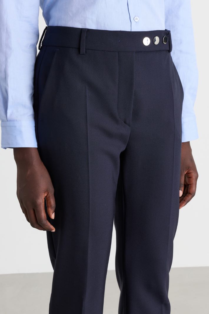 Split-Hem Trousers - BLUE - Intrend - 3