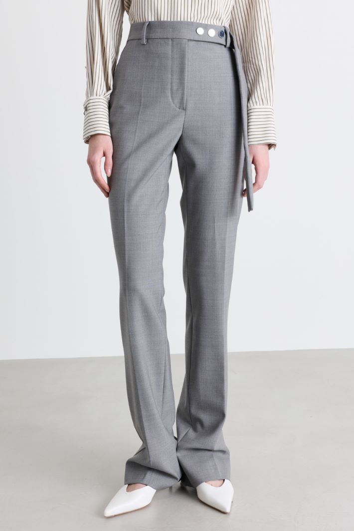 Split-Hem Trousers - GREY - Intrend - 2
