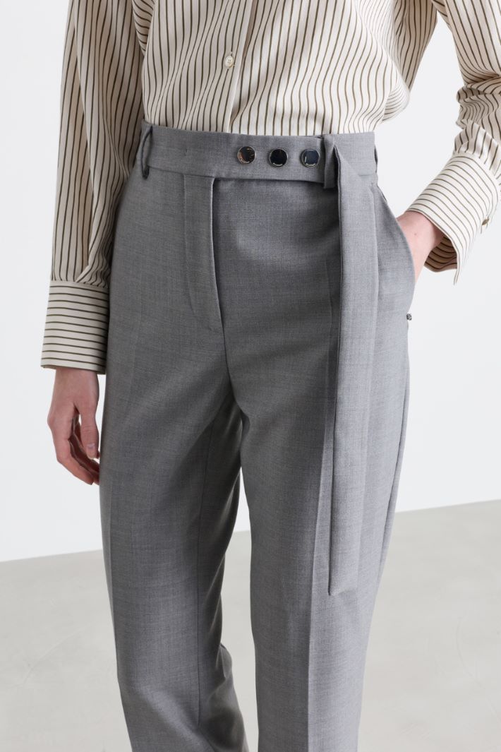 Split-Hem Trousers - GREY - Intrend - 3