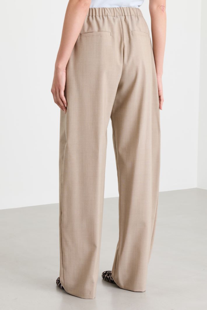Straight wool canvas trousers - BEIGE - Intrend - 4