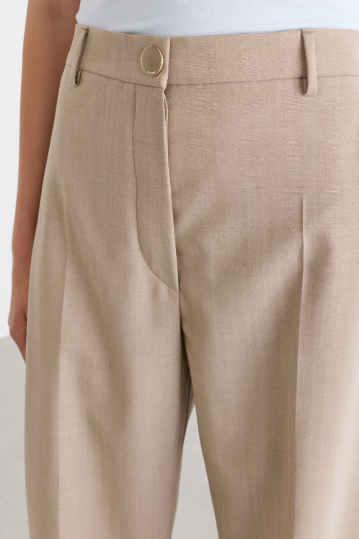 Straight wool canvas trousers - BEIGE - Intrend - 3