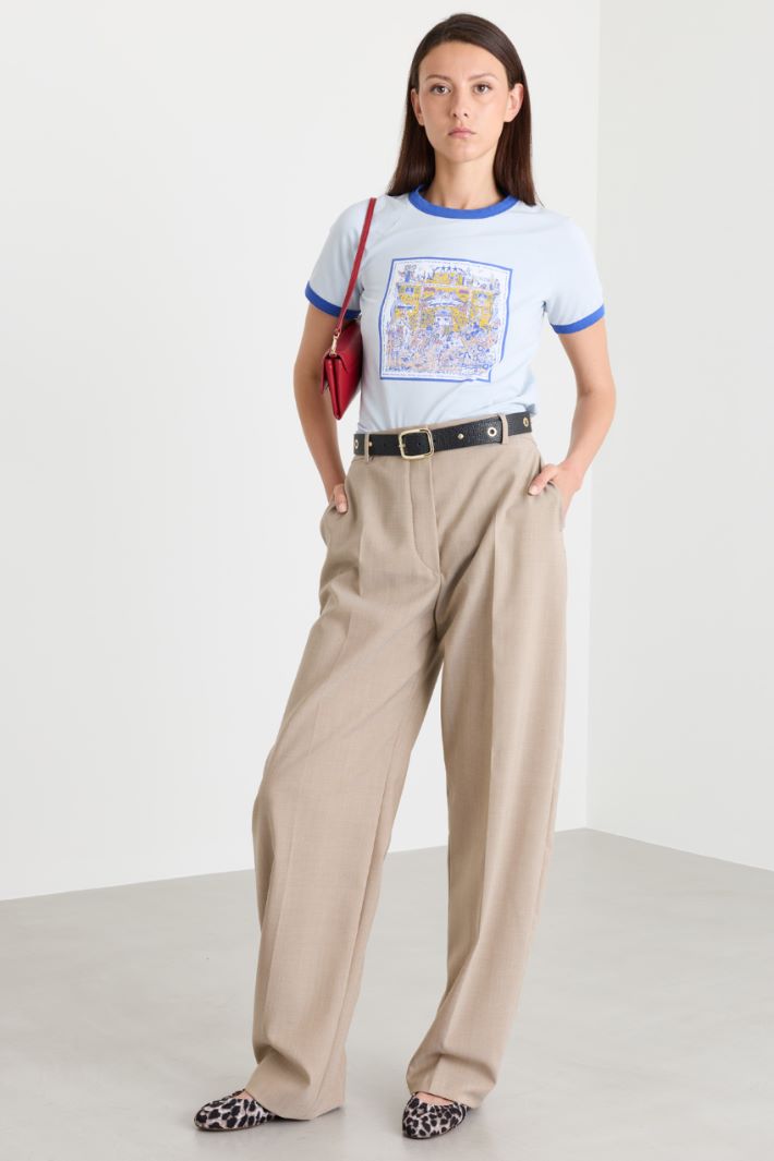 Straight wool canvas trousers - BEIGE - Intrend