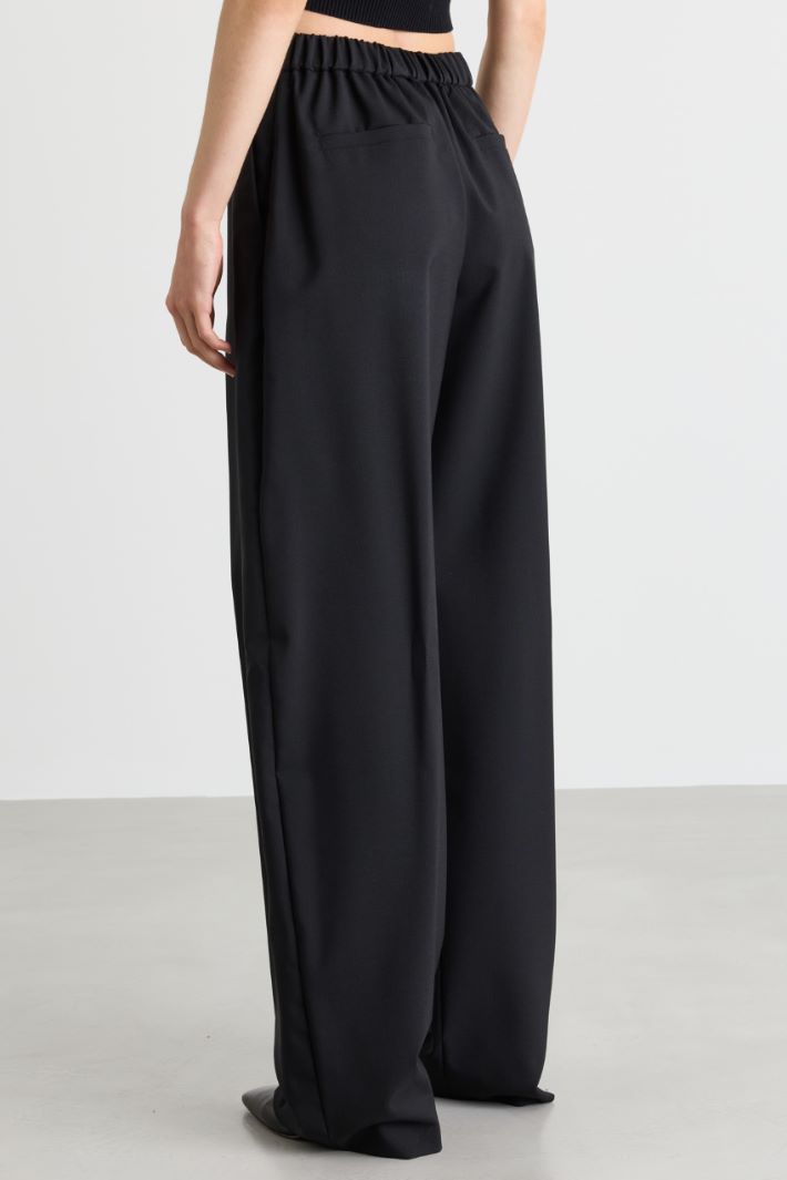 Straight wool canvas trousers - BLACK - Intrend - 4