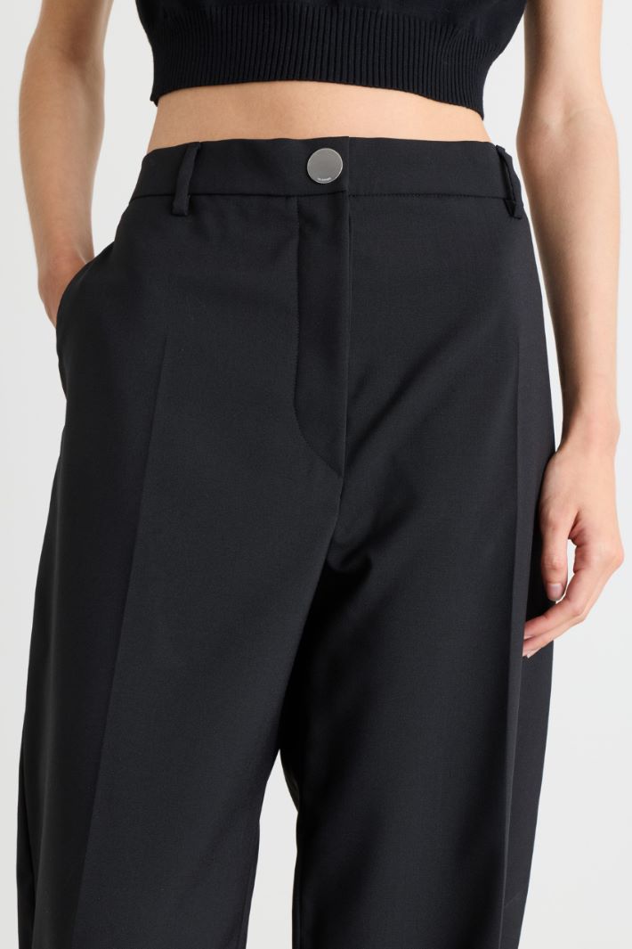 Straight wool canvas trousers - BLACK - Intrend - 3