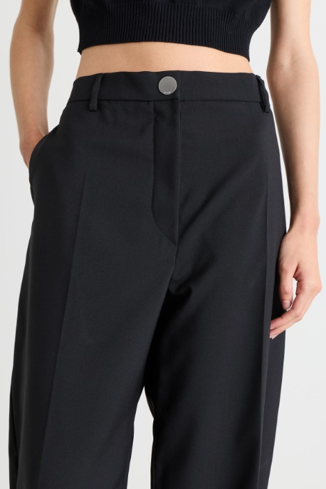 Pantalone dritto in tela di pura lana