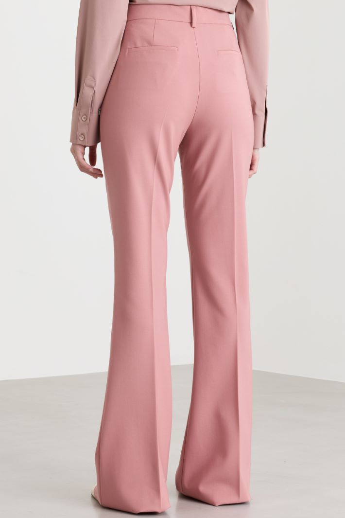 Flared trousers in stretch twill - PINK - Intrend - 4