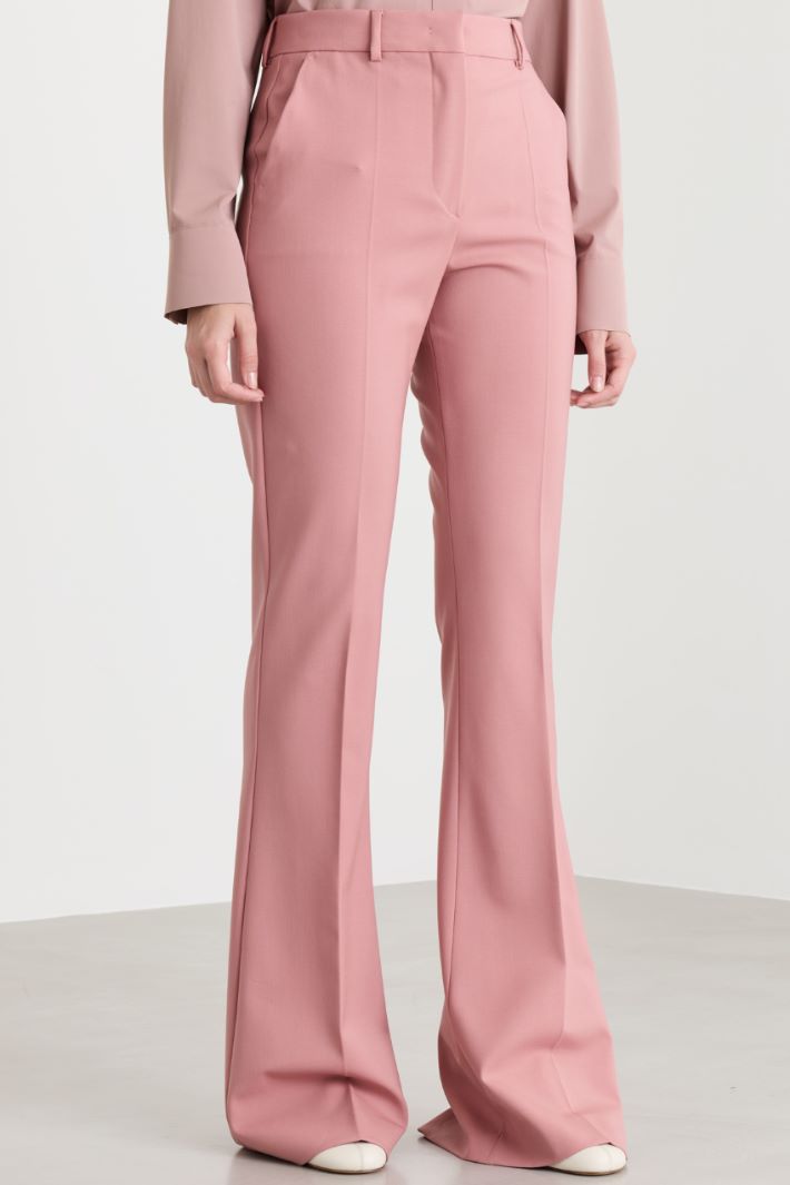 Flared trousers in stretch twill - PINK - Intrend - 2