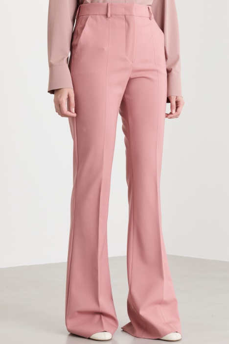 Pantalone flare in saglia di lana stretch