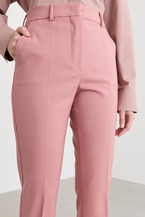 Pantalone flare in saglia di lana stretch