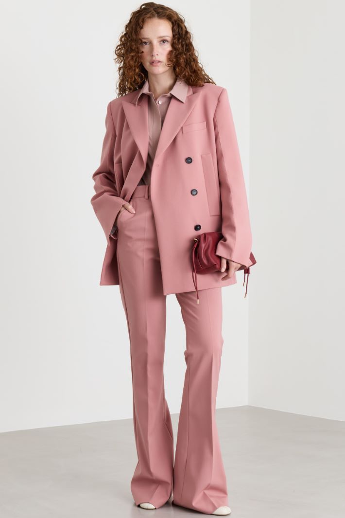 Flared trousers in stretch twill - PINK - Intrend