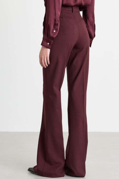 Pantalone flare in saglia di lana stretch