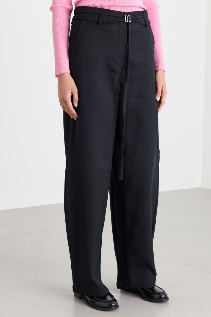 Belted cady trousers - BLACK - Intrend - 2