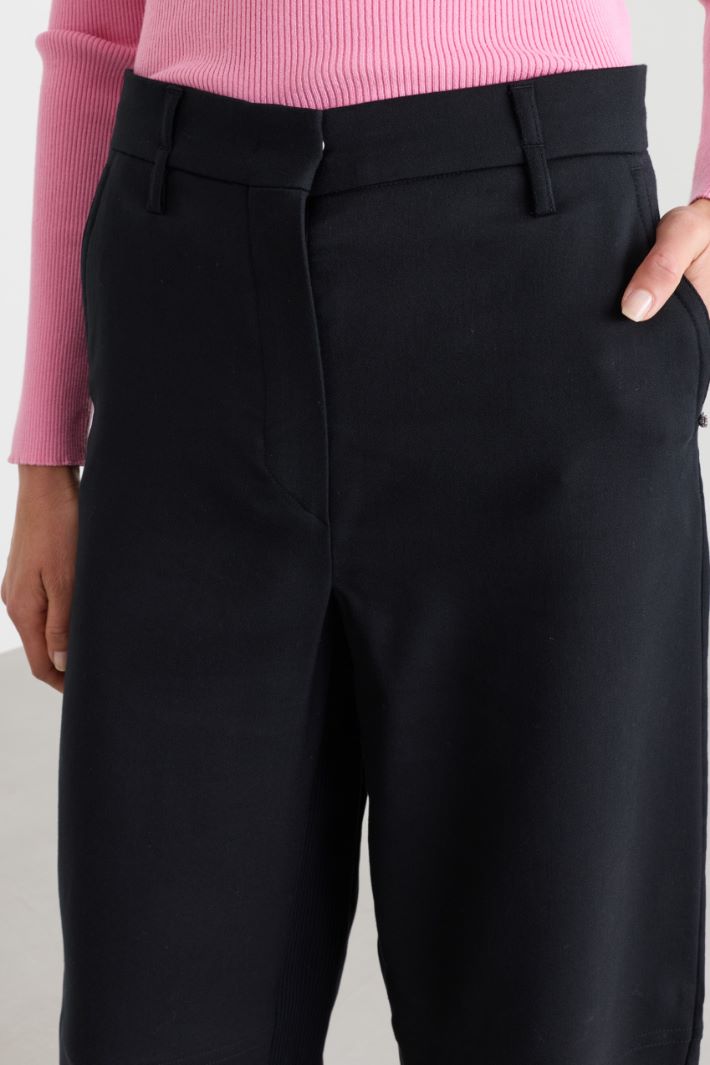Belted cady trousers - BLACK - Intrend - 3