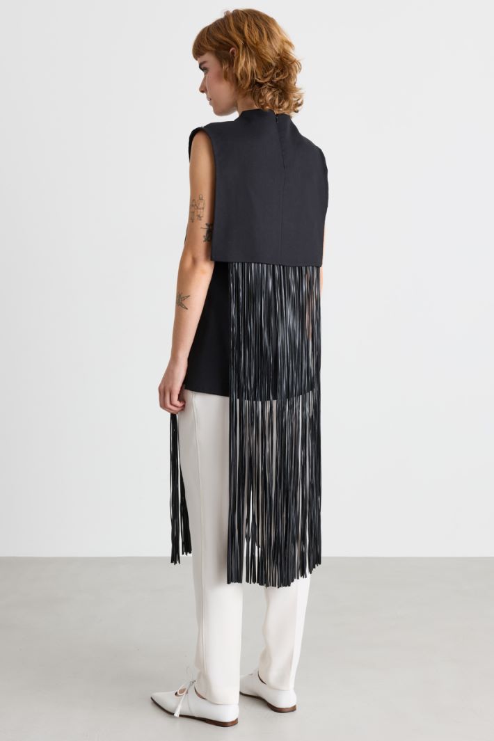 Top smanicato con frange - NERO - Intrend - 4