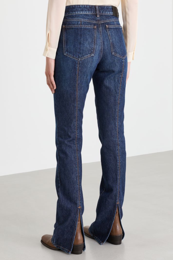 Jean flare taille basse à fentes - BLEU - Intrend - 4