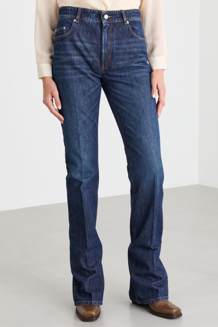 Jean flare taille basse à fentes - BLEU - Intrend - 2