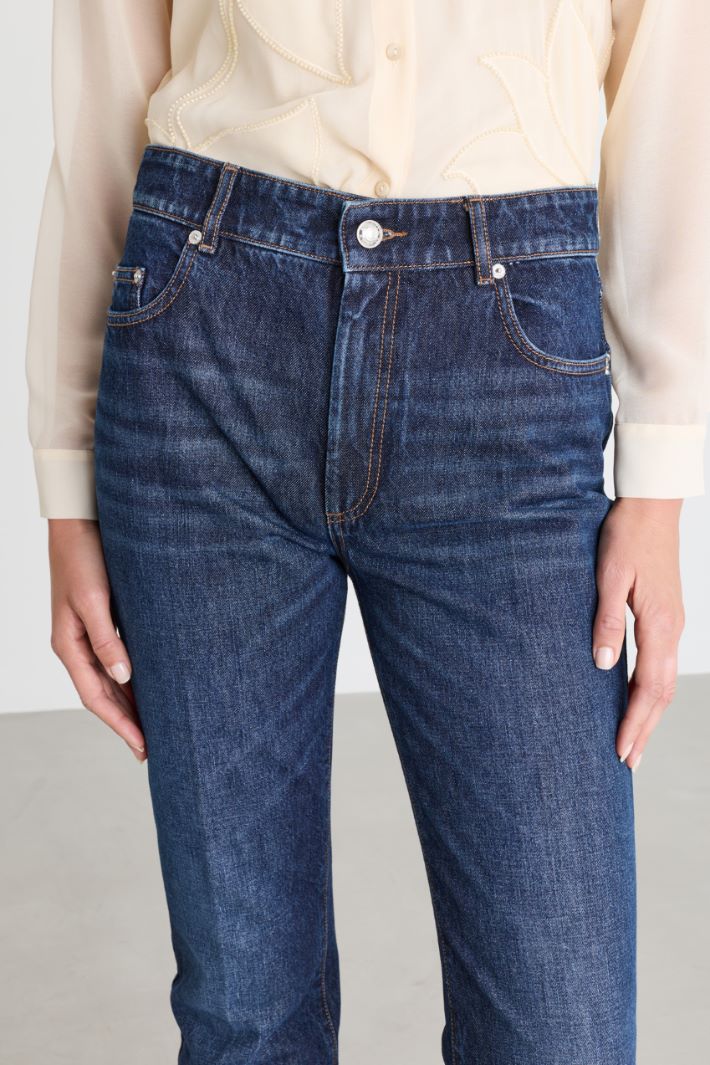 Jean flare taille basse à fentes - BLEU - Intrend - 3