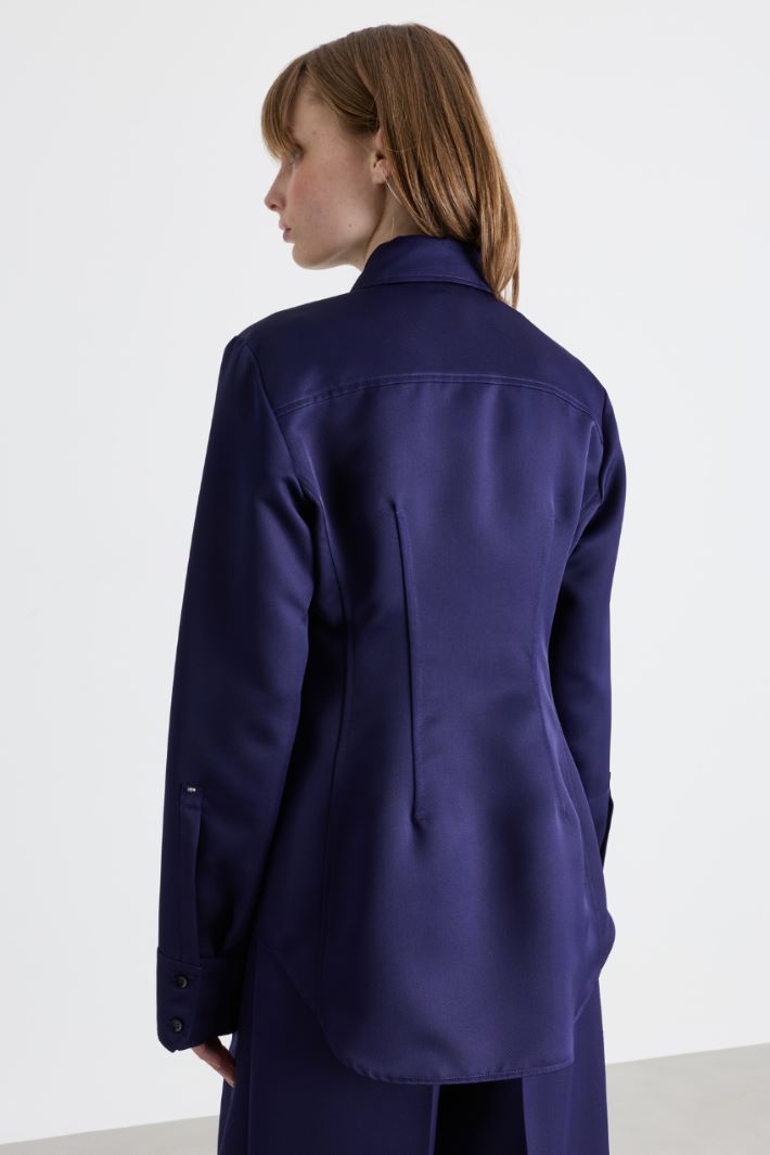 Camicia aderente con fondo lungo - BLU - Intrend - 4