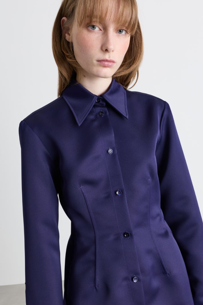 Camicia aderente con fondo lungo - BLU - Intrend - 3