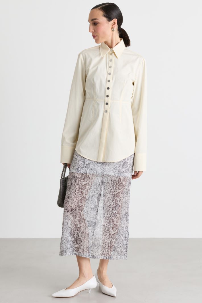 Camicia aderente con taglio in vita - BIANCO - Intrend