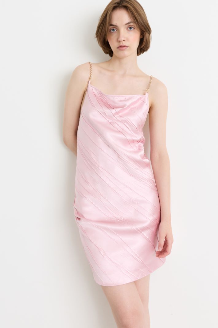 Diagonal-pleat mini dress - PINK - Intrend - 2