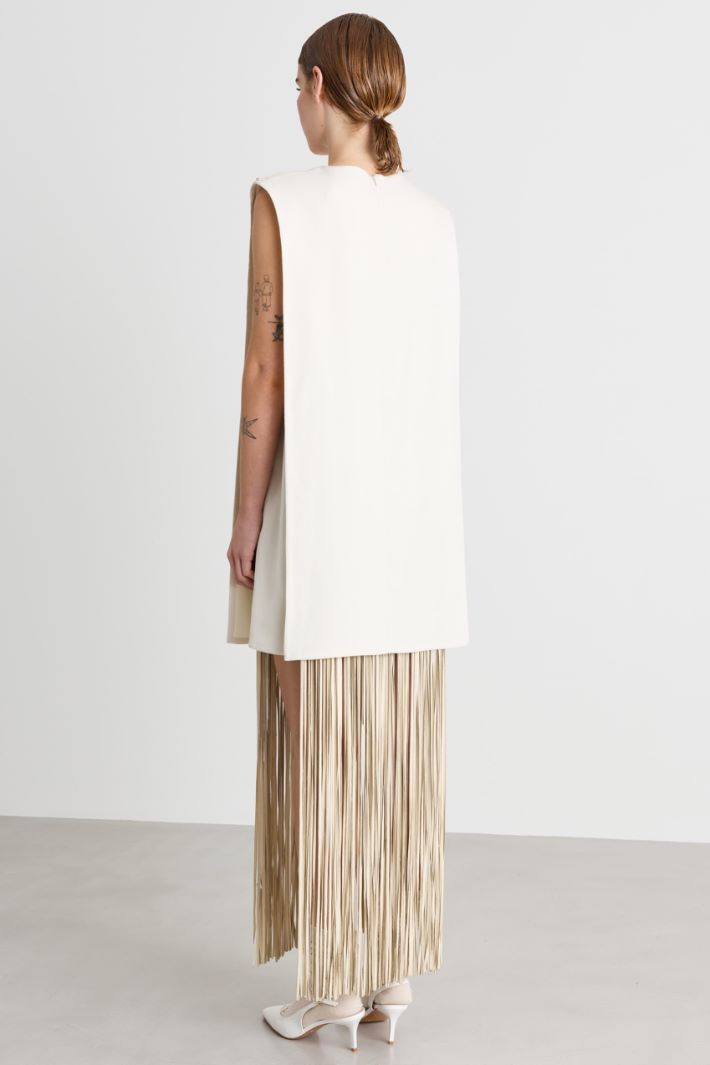 Fringed short dress - WHITE - Intrend - 4
