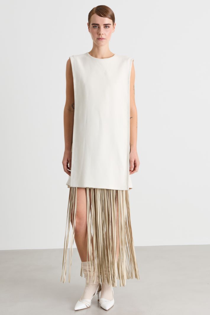 Fringed short dress - WHITE - Intrend - 2