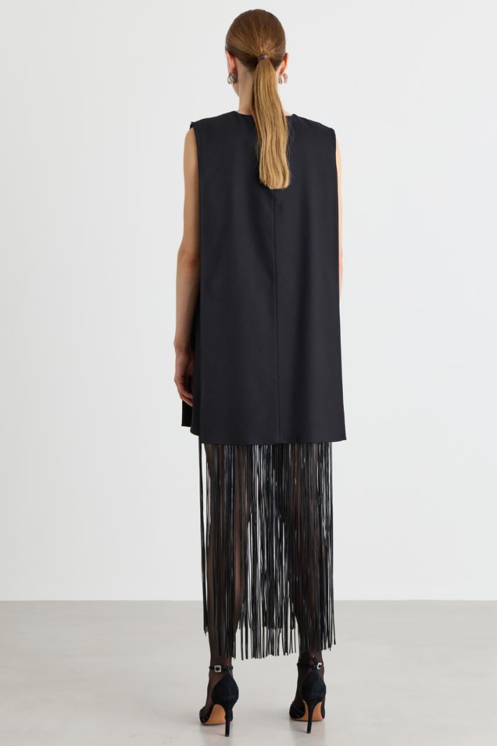 Fringed short dress - BLACK - Intrend - 4