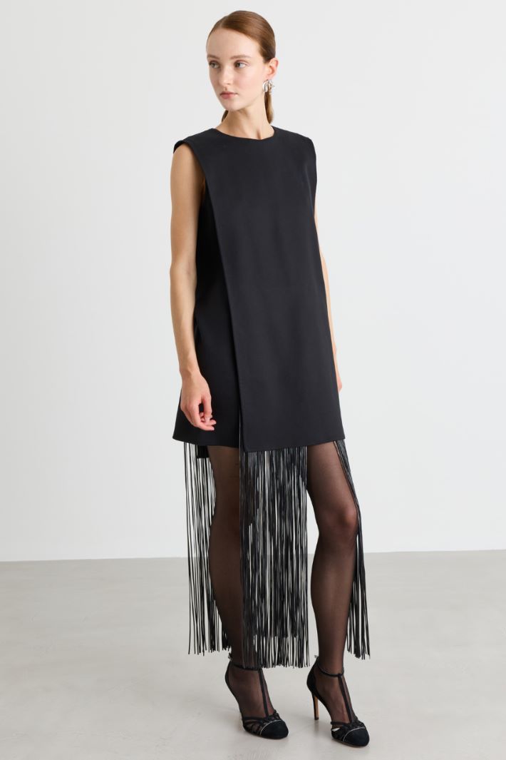 Fringed short dress - BLACK - Intrend - 2