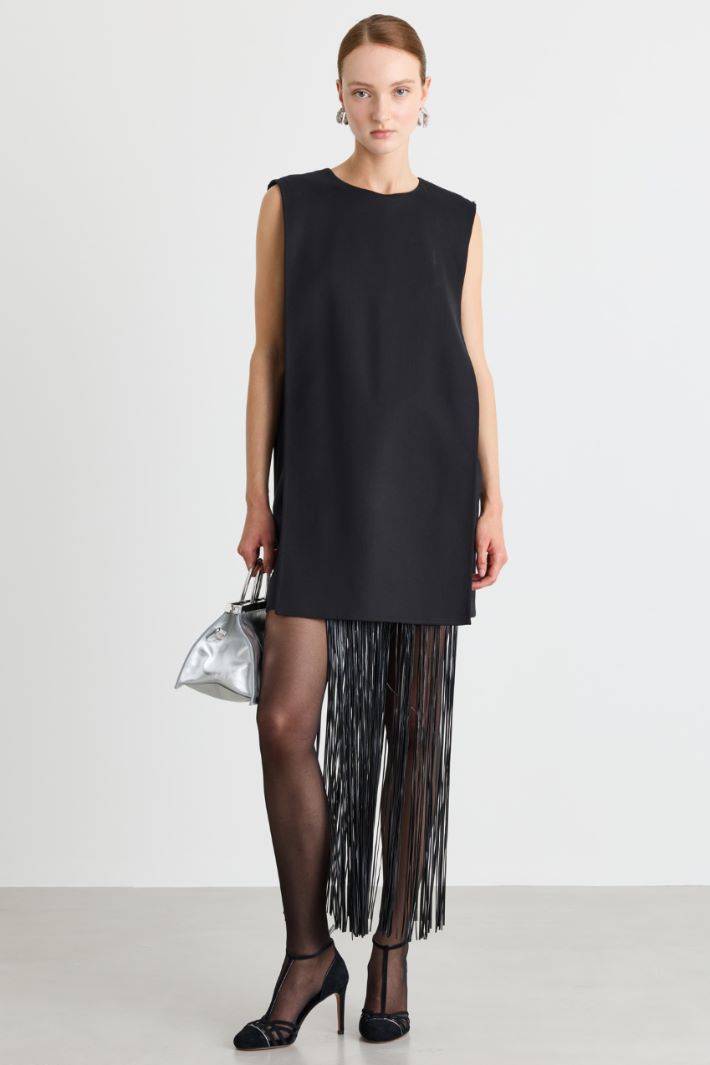 Fringed short dress - BLACK - Intrend