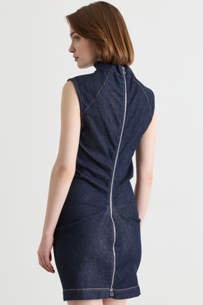 Abito aderente con zip centrale - BLU - Intrend - 4