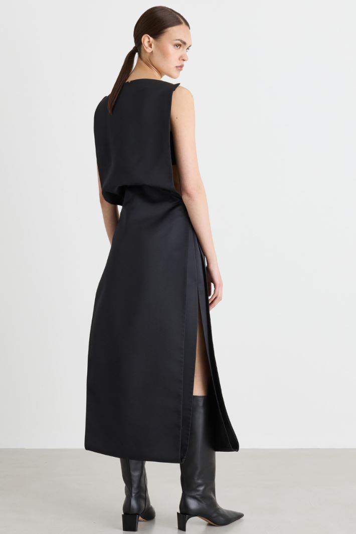 Panelled long dress - BLACK - Intrend - 4