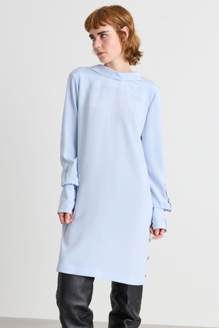 Tunic dress with button-detail side slits - LIGHT BLUE - Intrend - 2