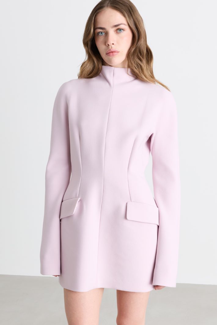 Stretch Wool-Blend Mermaid Dress - PINK - Intrend - 2