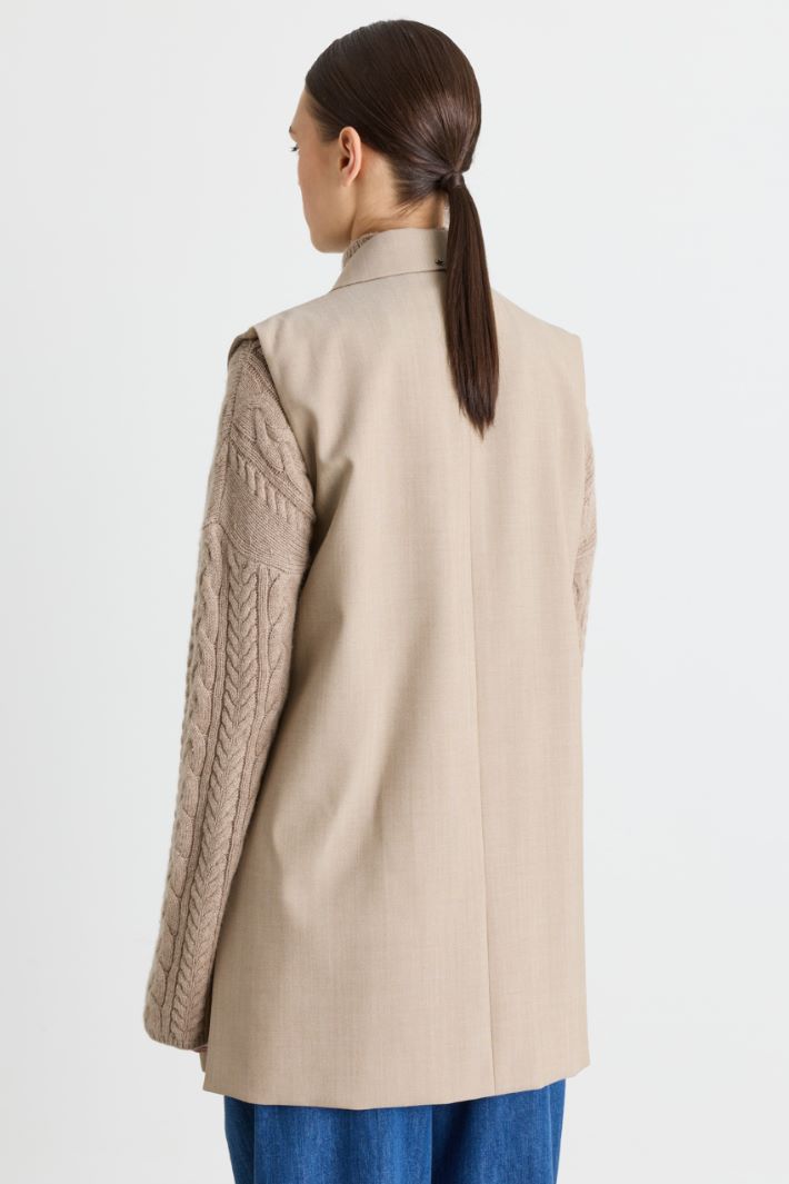 Gilet in tela con cintura - BEIGE - Intrend - 4