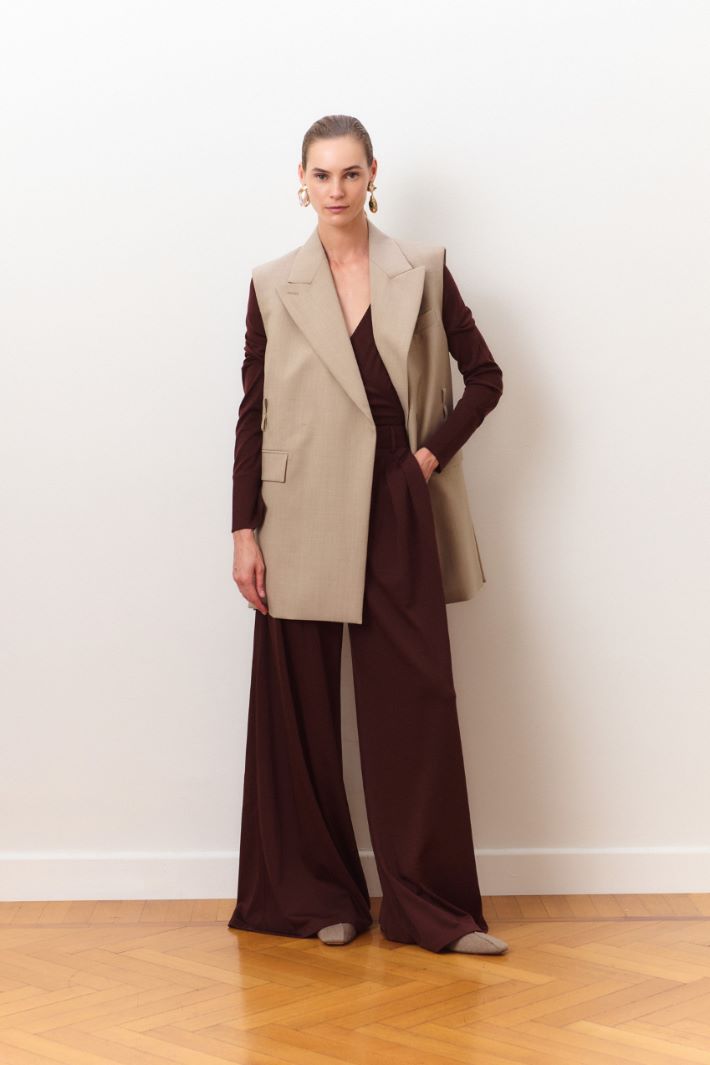Gilet in tela con cintura - BEIGE - Intrend - 5