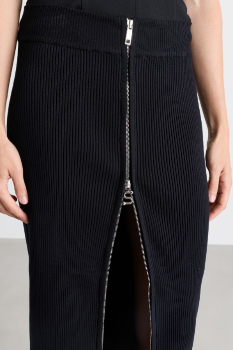 Gonna a tubino in maglia con zip