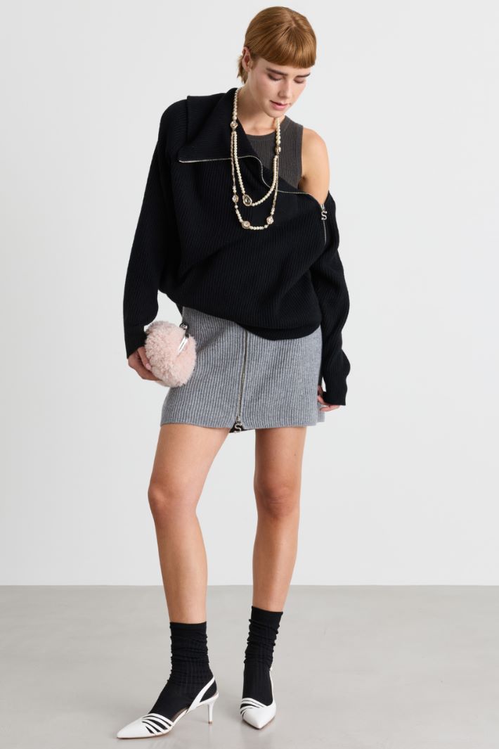 Soft knit miniskirt - GREY - Intrend